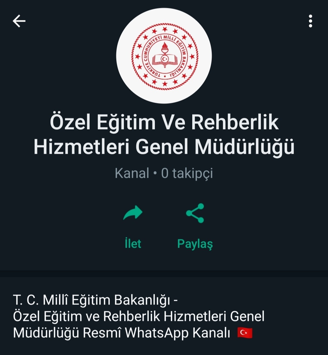 💥 📢 " Özel Eğitim ve Rehberlik Hizmetleri Genel Müdürlüğü" Resmî  WhatsApp kanalımız açıldı! 📲

WhatsApp'ta Özel Eğitim Ve Rehberlik Hizmetleri Genel Müdürlüğü kanalını takip edin: ⏬

 📌 📱🤳 🔗 

whatsapp.com/channel/0029Va…

<a href="/tcmeb/">Millî Eğitim Bakanlığı</a>
<a href="/Yusuf__Tekin/">Yusuf Tekin</a>
#MustafaOtrar