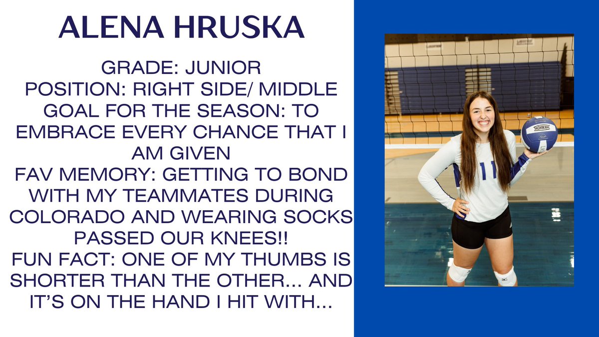 Lakeview_vb's tweet photo. Meet junior right side/middle Alena!! Check out her fun fact! #nothingtolose #lakeviewvikes https://t.co/dyTyJfmV78