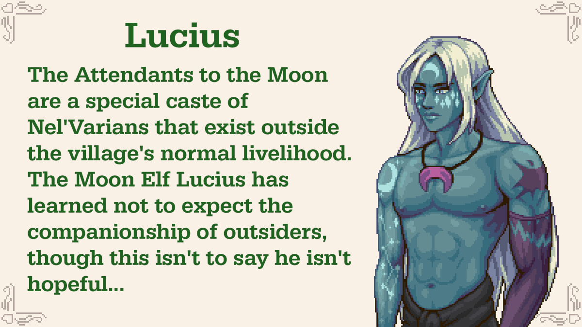 SunHavenRPG's tweet photo. Somewhat reclusive by nature, Lucius has mostly kept to himself during his nocturnal business. As an Attendant to the Moon, he never expected anyone would befriend someone who's up all night and sleeps all day, but perhaps he could be wrong... https://t.co/jOP7zL4MST