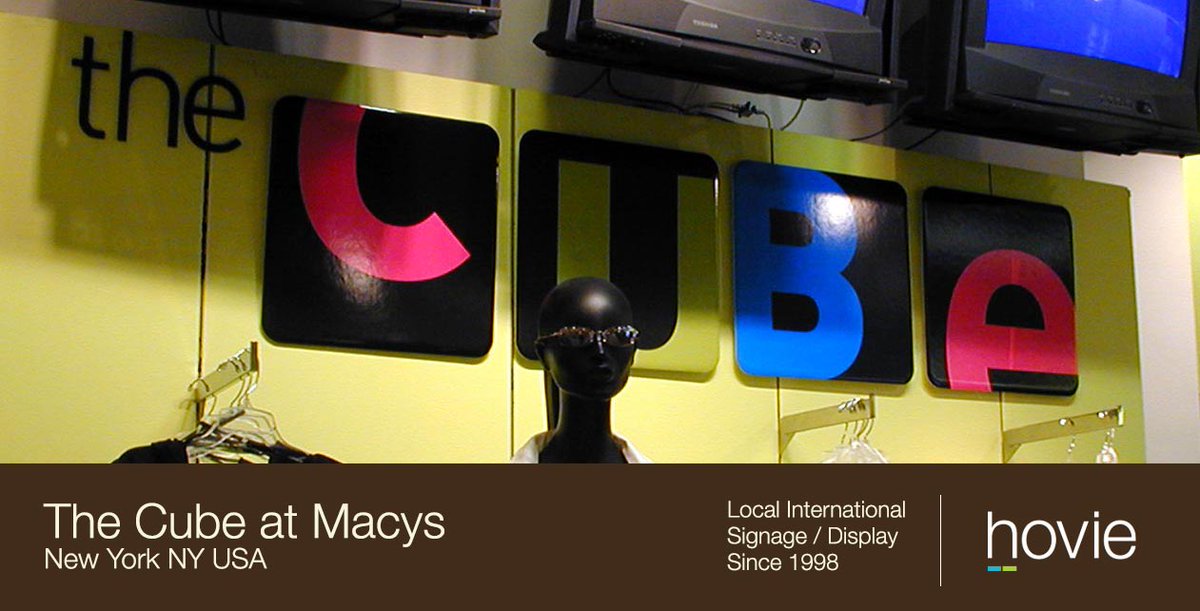 Logo and signage design for The Cube at Macys. #cubelogo #hovie #signagedesign #signdesign