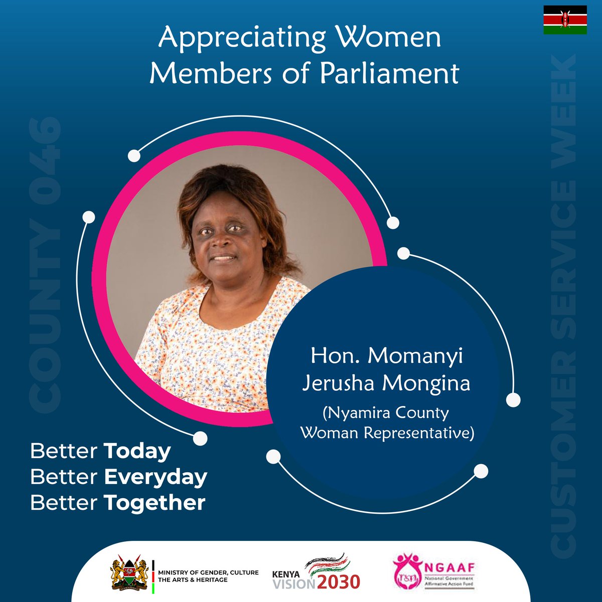 NGAAF_KE's tweet image. Wrapping up #customerserviceweek2023, we express our profound gratitude to the women representatives. Hon. Momanyi Jerusha, your dedication to county affirmative action groups and the promotion of self-reliance is exceptional.

#bettertoday #bettereveryday @NAssemblyKE