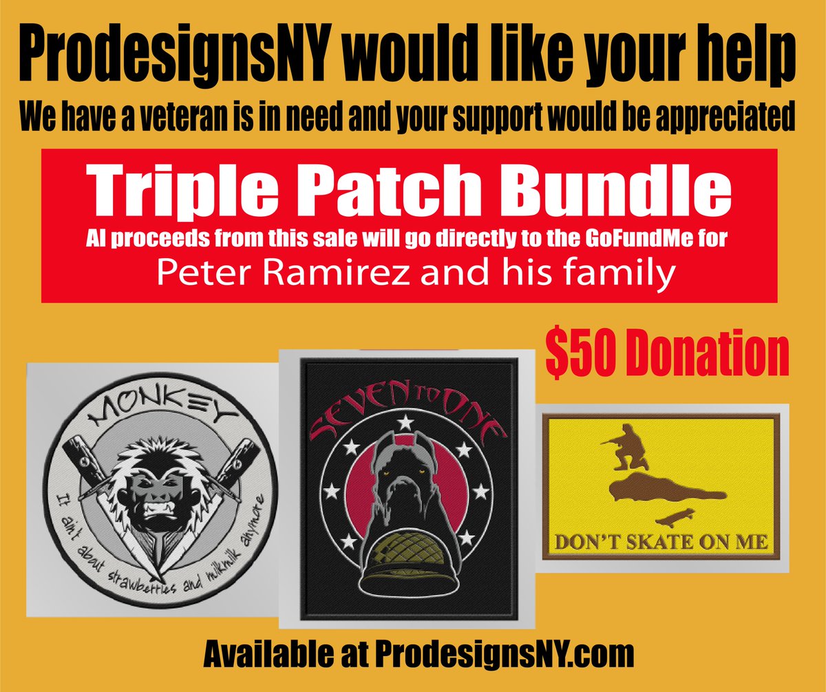 <a href="/3cCustom/">3C Custom Knives</a> <a href="/JeremyJRane/">Jeremy Johnson</a> <a href="/jockowillink/">Jocko Willink</a> <a href="/JesseKellyDC/">Jesse Kelly</a> <a href="/MichaelBerrySho/">Michael Berry</a> <a href="/braxton_mccoy/">Braxton McCoy</a> <a href="/DaleStarkA10/">Dale Stark</a> <a href="/DonutOperator/">Donut Operator 🍩</a> <a href="/Snakeeater36/">RedDevil 😈</a> <a href="/BudLightSadness/">Squirrel Matador</a> <a href="/smcroasters/">Stocking Mill Coffee</a> <a href="/Mrgunsngear/">Mrgunsngear</a> <a href="/WarPath2pt0/">₩₳Ɽ ₱₳₮Ⱨ</a> @LaurieGrasseler <a href="/RollTideKirk/">⚓Alabama Kirk ⚓ IYAOYAS</a> <a href="/MadreDuckCuatro/">Mother Ducker</a> <a href="/ZenfinityDesign/">ZenfinityDesigns</a> ITS UP ON MY SITE NOW
TRIPLE PATCH SUPPORT BUNDLE
prodesignsny.com/shop/ols/produ…