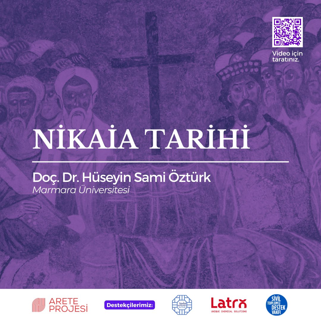 AreteProjesi's tweet photo. Arete Projesi'nin on birinci videosu yayınlandı! Doç. Dr. Hüseyin Sami Öztürk'ün "Nikaia Tarihi" isimli dersi Arete Projesi'nin Youtube kanalında.             

Videomuza profilimizdeki bağlantıdan ve QR kod üzerinden ulaşabilirsiniz. https://t.co/5QIhtXC0DY
