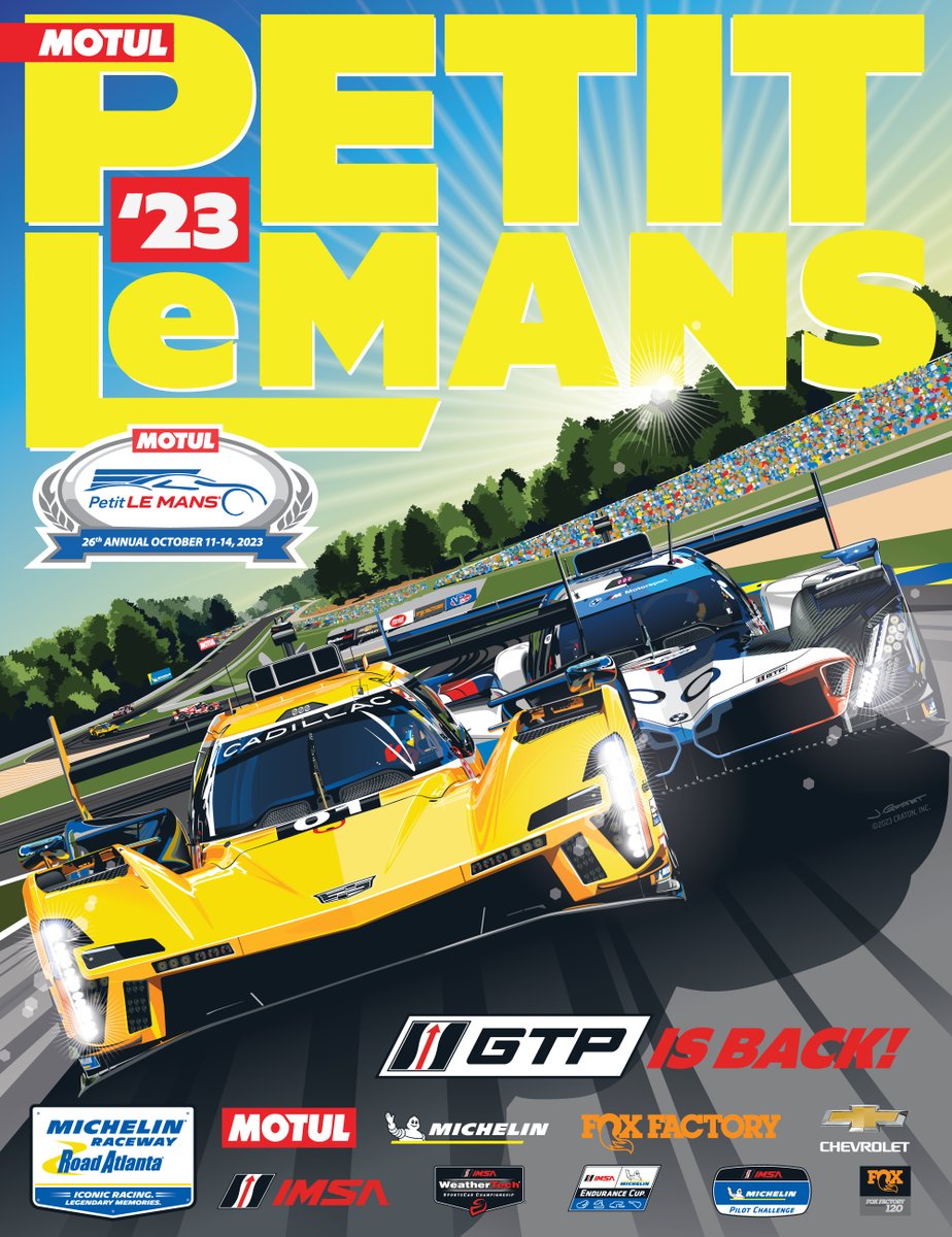 2023 Motul Petit Le Mans poster is out 🔥 Get this and other race merchandise at shop.roadatlanta.com. There will also be three merchandise locations around the track (Fan Zone, Infield Paddock and Spectator Hill)!

#MotulPetitLeMans / #MichelinRaceway / #RoadAtlanta