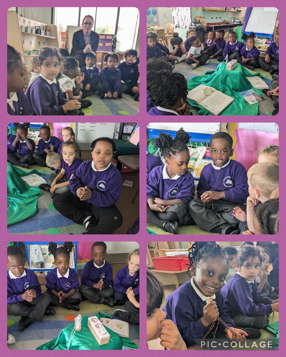 StMaryStBen's tweet photo. Reception class Holy time we have been learning about the rosary during October , we have said the Hail Mary and prayed for Jesus' mummy and our own mummies #HailMary #Rosary #October #HolyTime https://t.co/mEp0F82e3Y