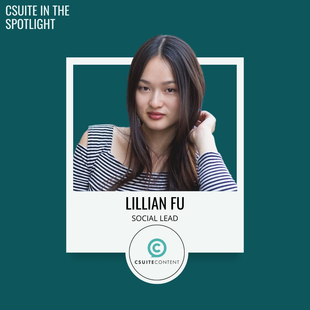 CSuiteContent's tweet image. Meet Lillian our Social Media Lead!

She oversees our agency&apos;s social program where she helps build a social media presence for business leaders. 

When she’s not busy crafting social media strategies, you can find her pursuing photography and exploring new creative outlets.
