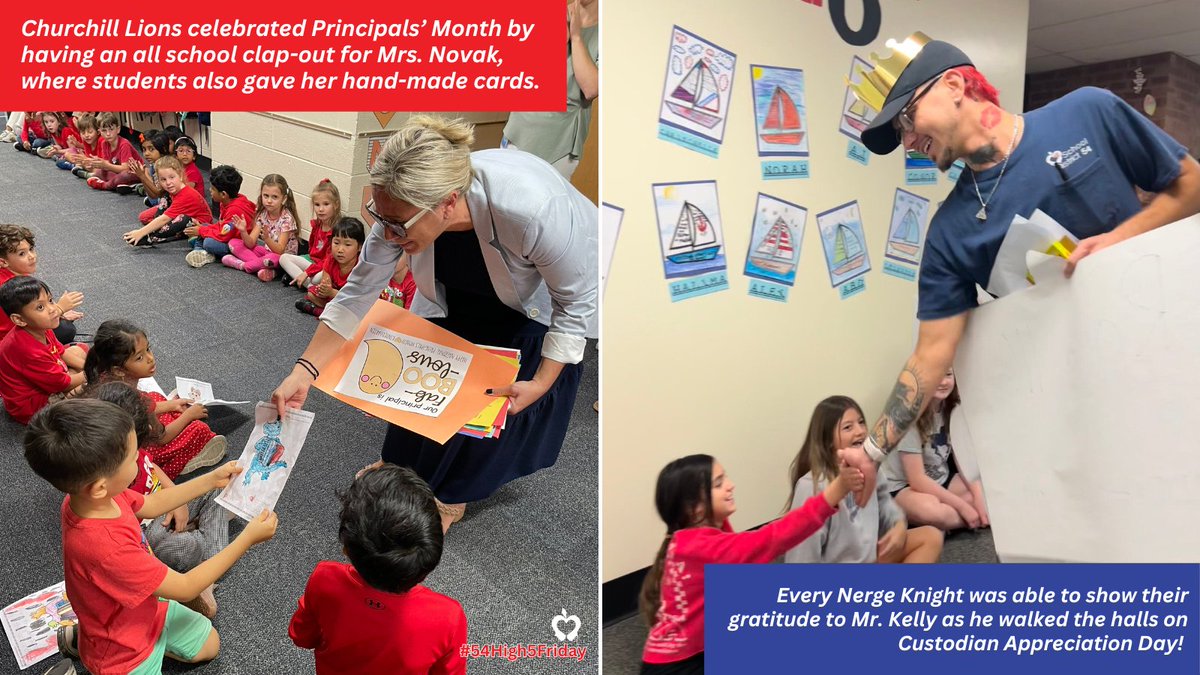D54schools's tweet photo. It’s #54High5Friday! Check out the 5 memorable moments we’re celebrating this week! @EaglesAldrin @HHooverhawks @ChurchillD54 @nergeschool @Fox_Elementary https://t.co/ZPLh5Akm8V