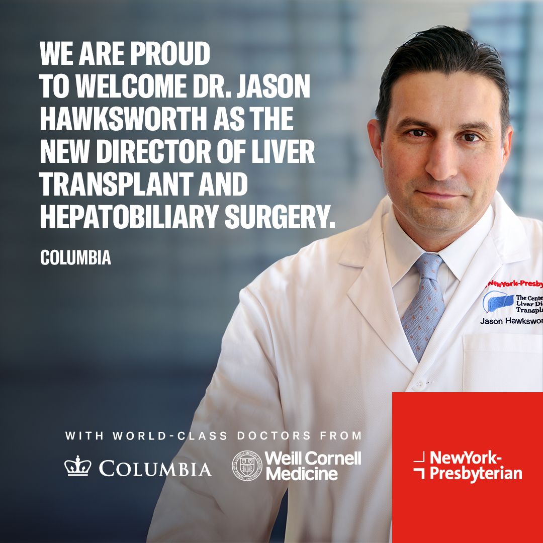 Join us in welcoming @JHawksworthMD to @nyphospital. Dr. Hawksworth is joining #NYP as the new Director of #LiverTransplant and Hepatobiliary Surgery at @ColumbiaMed and will be focused on expanding our premier transplant surgery program. nyphosp.co/3Q2yKRC