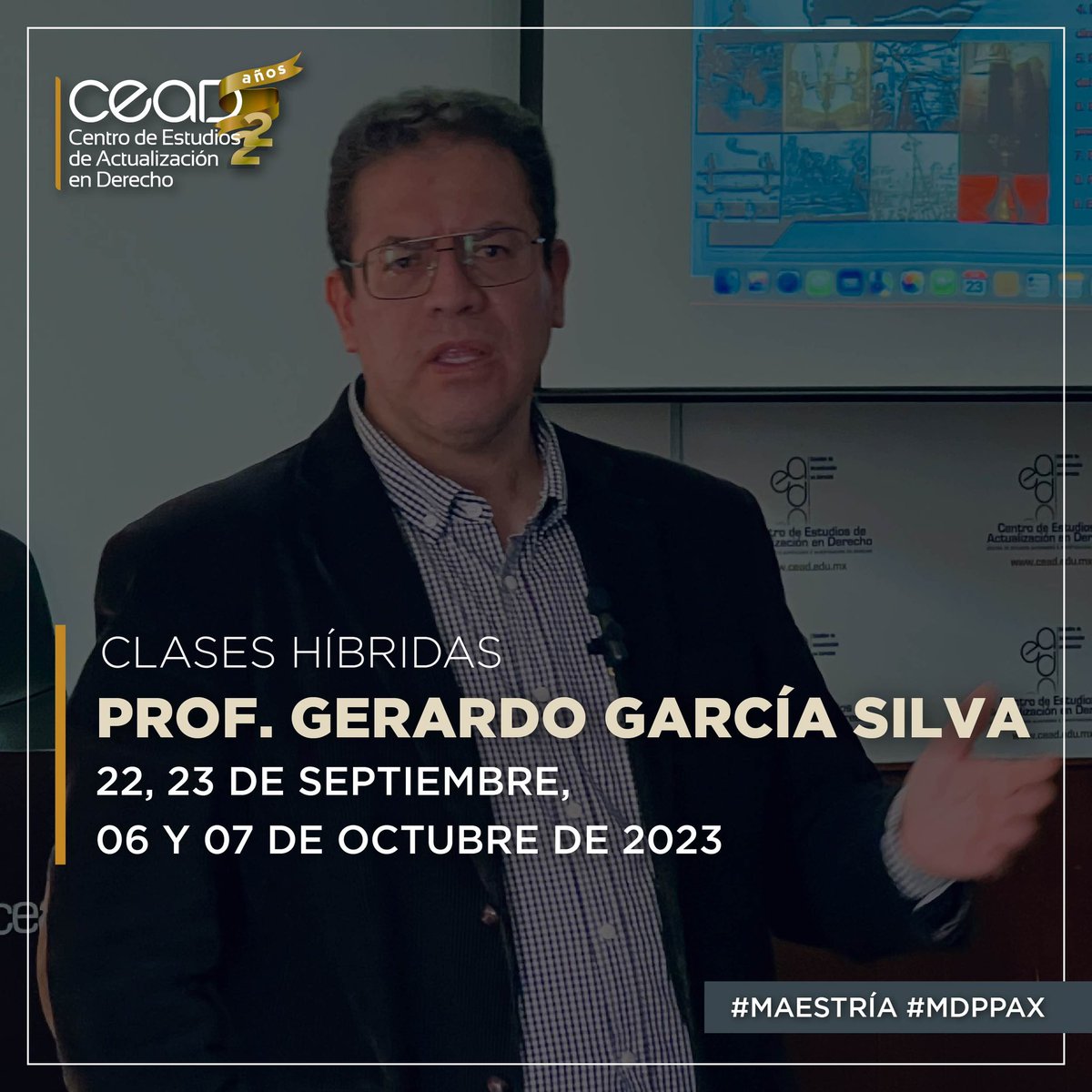 ceadmx's tweet photo. ⚖️ Maestría en Derecho Procesal Penal Acusatorio, X Generación 

Módulo I. "Principios y Derechos en materia Penal " imparte el Prof. Gerardo García Silva 

🕙 22, 23 de septiembre, 06 y 07 de octubre de 2023.

#posgrado #maestria #derechopenal #ceadmx https://t.co/uRB5bR0Fzi