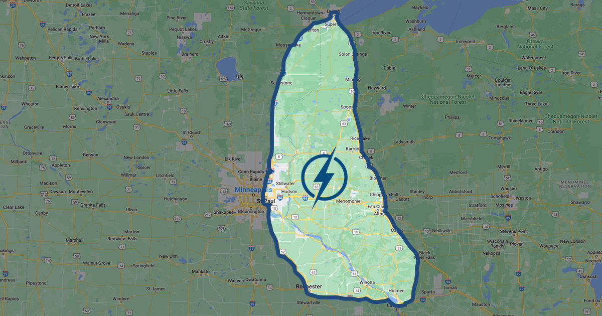 LightningRestMN's tweet photo. Lightning now strikes in Wisconsin! If you’re in the cheese 🧀 state within the highlighted area &amp; your home needs repair, call or text us today!

Call 📲: 651-899-ROOF
Text 💬: 651-899-7663 https://t.co/WcKgdDzhKF