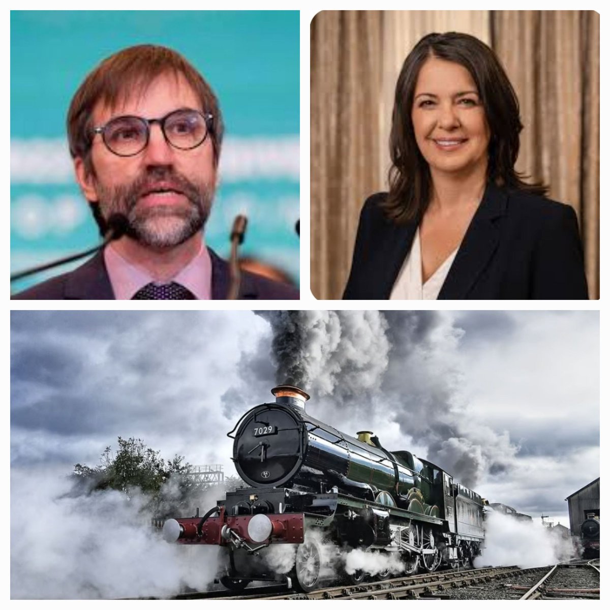 Angered by Ottawa's demands for more green energy by the province, Alberta Premier Danielle Smith orders all trains going through Alberta must be coal powered. #cdnpl #Alberta #daniellesmith #stevenGuilbeault