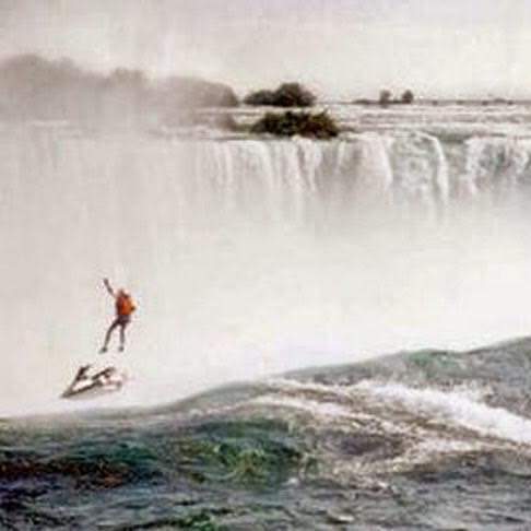 On October 1st, 1995, Robert Overacker set out on the upper Niagara River. His plan? Become the first to go over Niagara Falls on a Jet Ski!
-
Overacker entered the water near the 
Canadian Niagara Power Plant. At the very brink of the falls, he attempted to discharge a rocket