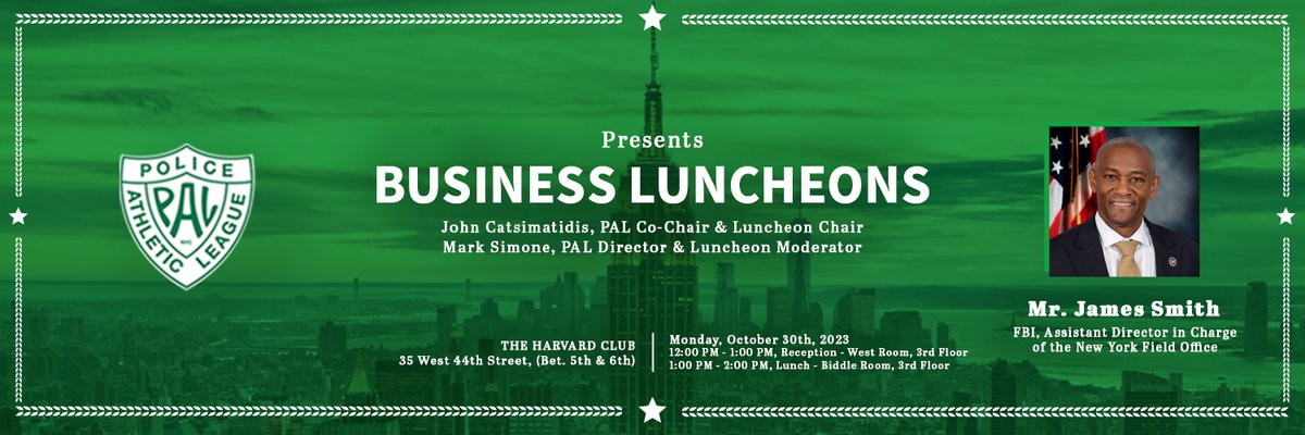 🚨 Business Luncheon Alert! 🚨 🗓 Oct 30th | 📍The Harvard Club Dive deep into James Smith's impressive FBI journey, from LA's gritty streets to heading major FBI operations. Don't miss out! Reception at 12 PM | Lunch at 1 PM For more info, click the link: bit.ly/3F4V3jl