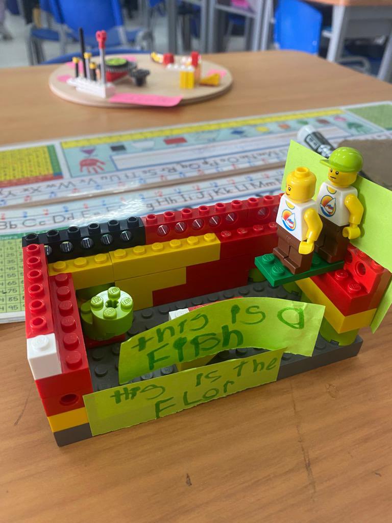 Ss used the #design process to bring their #writing to life creating 3D worlds of their stories with #LEGO🏗️ They then used their builds to inspire the revision process &amp; were able to add more details adjectives &amp; length to their original stories! 
#Learning experienced enhanced!