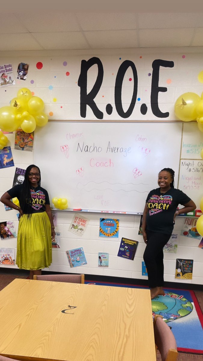 We ❤️ our Instructional Coaches. Thank You @mrsj_cohen and @KiaChavous for all that you do to support our staff and students at ROE 🦋 #nachoaveragecoach