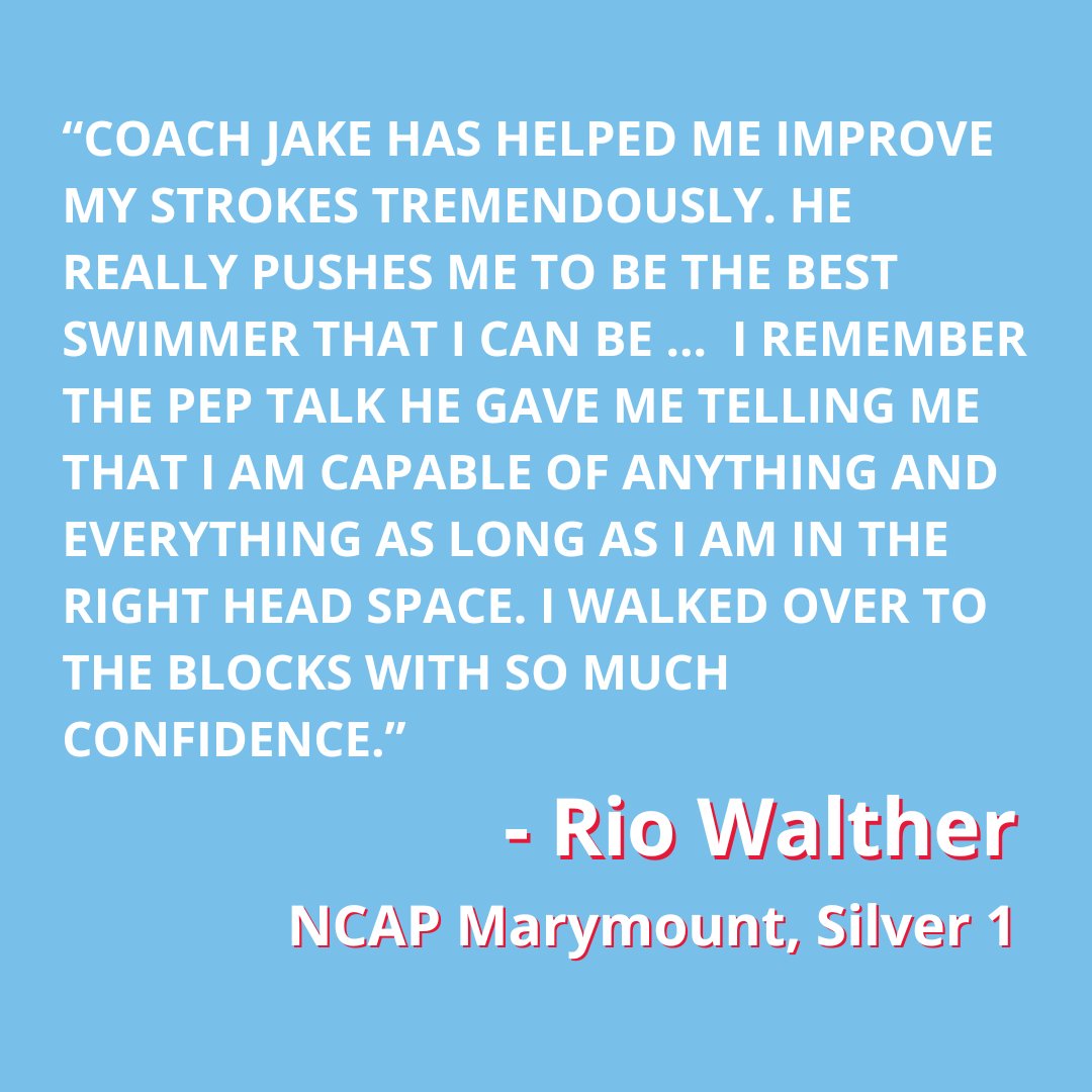 NCAPswim's tweet photo. Coach Highlight: Jake Ball

Jake is the lead coach for Silver 1 &amp; Gold 2 at NCAP Marymount. With 10 years of experience, his athletes have achieved Age Group, Sectional, and Futures time standards. Jake coached himself to the 2021 US Trials. 

We are lucky to have Jake at NCAP! https://t.co/be44P6EuxS