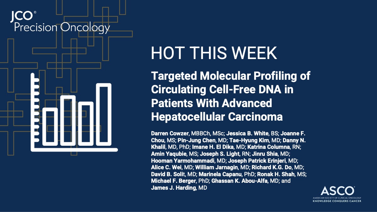 JCO Precision Oncology (@jcopo_asco) on Twitter photo 👀 Check out what’s popular this week in #JCOPO:
Targeted Molecular Profiling of Circulating Cell-Free DNA in Patients With Advanced #HepatocellularCarcinoma ➡️ brnw.ch/21wDi3w <a href="/CowzerDarren/">Darren Cowzer</a> <a href="/HardingJJMD/">James J. Harding, MD</a> #cfDNA #NGS 👀 Check out what’s popular this week in #JCOPO:
Targeted Molecular Profiling of Circulating Cell-Free DNA in Patients With Advanced #HepatocellularCarcinoma ➡️ brnw.ch/21wDi3w <a href="/CowzerDarren/">Darren Cowzer</a> <a href="/HardingJJMD/">James J. Harding, MD</a> #cfDNA #NGS