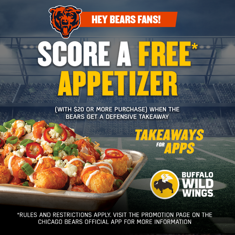 BearsLocal's tweet photo. #DaBears got a takeaway, so you get a free app from @BWWings!