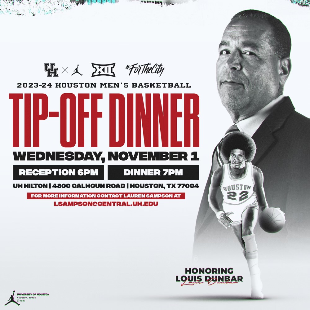 Tip-Off Dinner set for Wednesday, Nov 1 at UH Hilton

<a href="/CoachSampsonUH/">Coach Kelvin Sampson</a> to introduce 2023-24 team... Coogs to honor <a href="/UHCougars/">Houston Athletics</a> Hall of Honor inductee &amp; <a href="/Globies/">Harlem Globetrotters</a> Legend Sweet Lou Dunbar

#ForTheCity x #GoCoogs 

🔗 – bit.ly/3tiJd2x