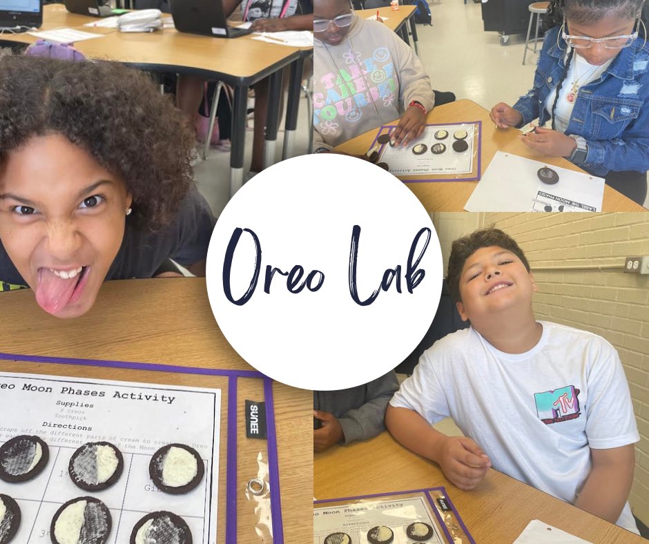 Mrs. Byrnes’ classes have been learning about the phases of the moon. This week they were able to collaborate with a partner to create all 8 phases of the moon with…OREO’S! #CMeShine ✨ #CMEstem