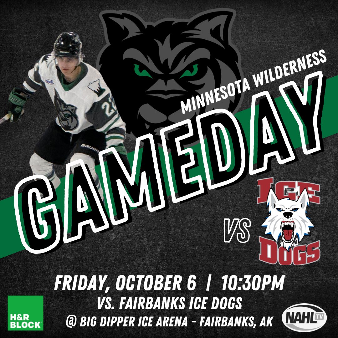 GAMEDAY 🏒

Tonight the Wilderness take on the Fairbanks Ice Dogs at their home opener in Fairbanks, AK!

Watch on NAHL TV tonight at 10:30PM CT &amp; watch for game updates here!