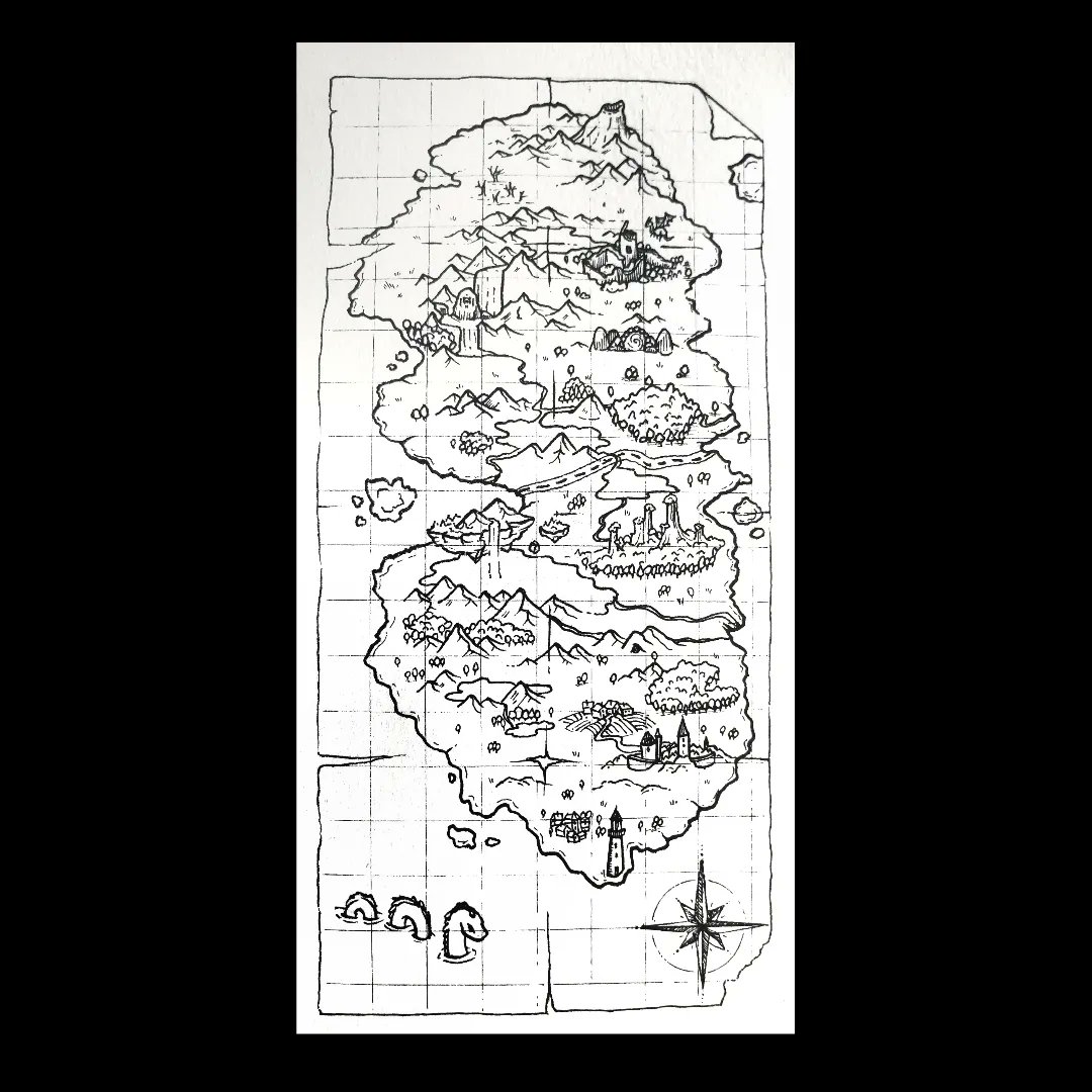 eroviah_'s tweet photo. "it's gonna be a quick drawing" she said....

#inktober2023 Day 5: map https://t.co/F0VFA6QofT