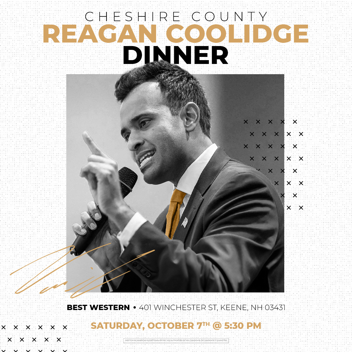 AEPAC_Official's tweet photo. Join Vivek for dinner in Keene, NH. Learn more at the link in our bio! https://t.co/KxmIQDaNCR