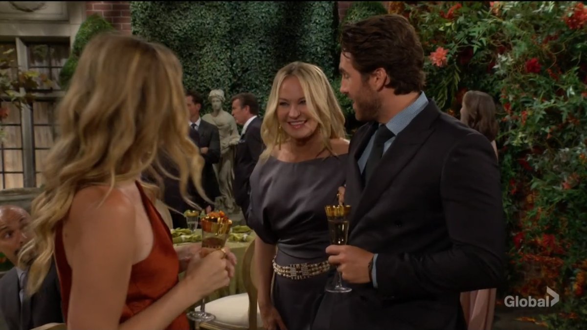 SoapsSpoilers's tweet photo. Sharon finds Summer and Chance together and overtly gushes. "This is so much fun!" Oh it's hilarious. If I didn't know better I'd think she smoked a little doobie! 😂 #YR #YeahISaidThat https://t.co/9PgyaB8xfL
