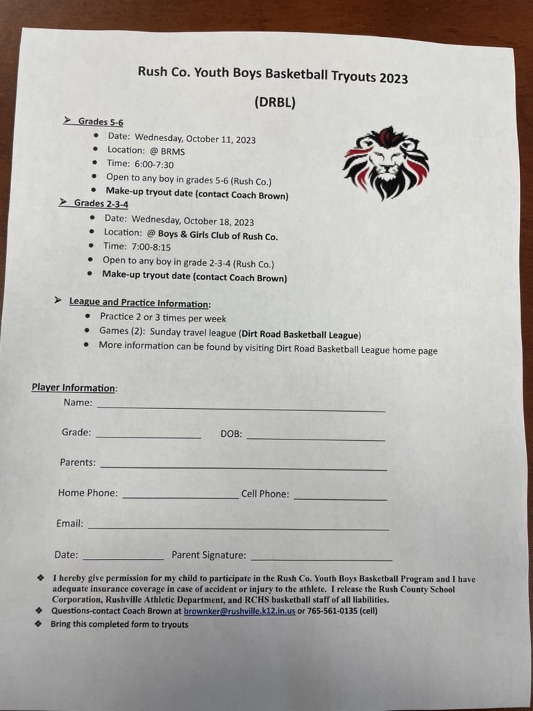 ‼️Dirt Road Basketball Information‼️
Flyers have been sent out to the elementary schools and hard copies were given to the boys and girls club. 
To rebuild this program to what we want it will take a complete community effort! Get your kids involved in local sports!

#GoLions 🦁