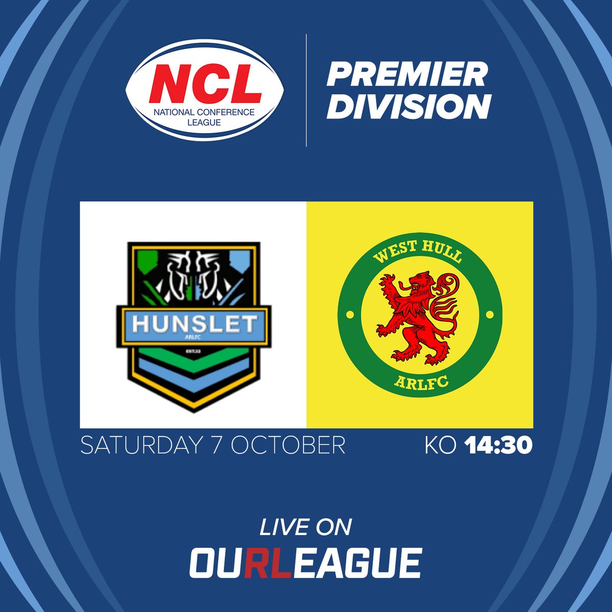 🙌 @OfficialNCL action on #OURLEAGUE this afternoon!

📺 Watch @Hunslet_ARLFC v @WestHullARLFC!