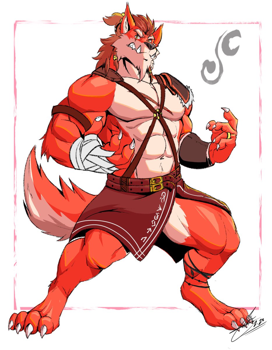 lofnirV's tweet photo. My werewolf OC for Wolftober. He’s my Garou from the tabletop game werewolf the apocalypse. He’s a fianna tribe with a full moon auspice. 

His name is Skjall razorwind 💕 updated version of his look https://t.co/fhsluOnlGk