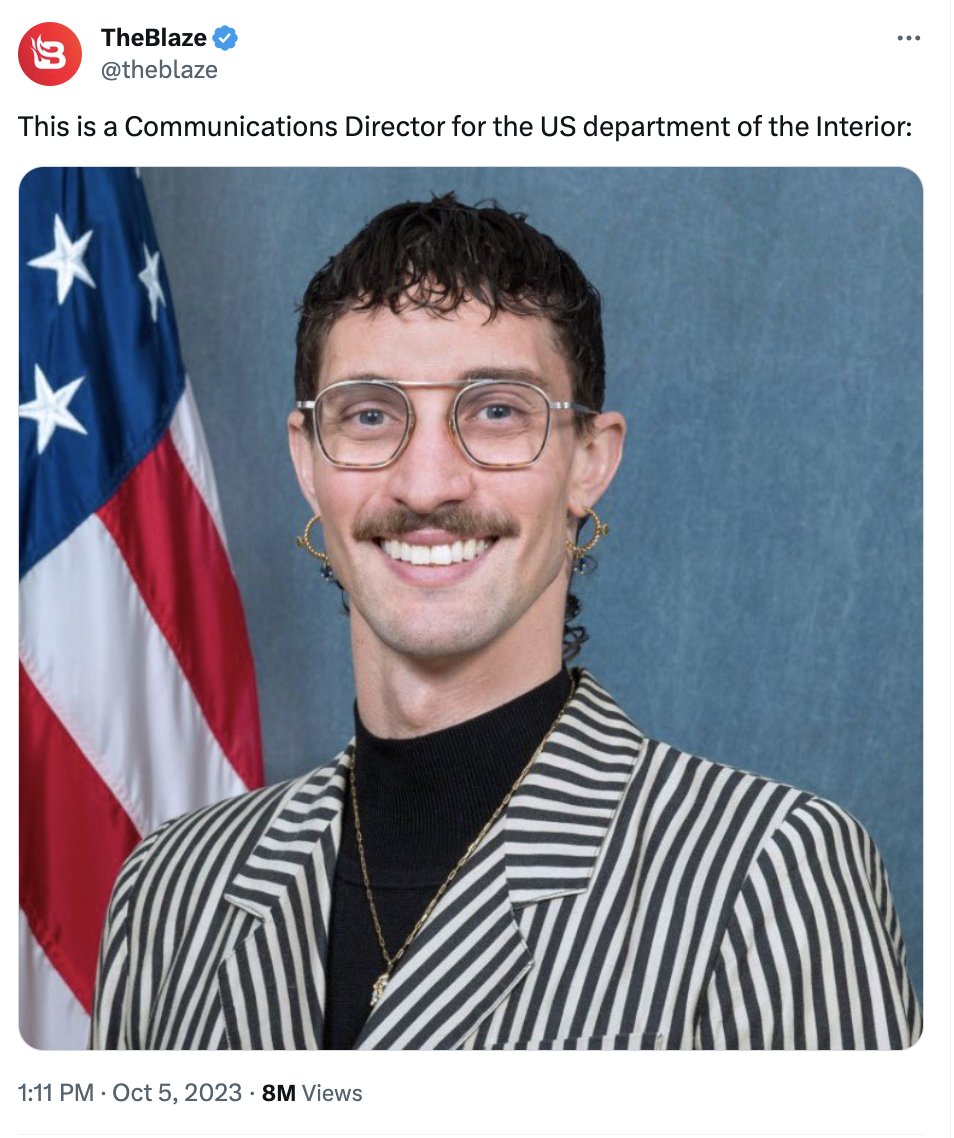 jbendery's tweet image. Here is Glenn Beck's media outlet openly apparently trying to bully a government employee, for no real reason, who is one of the friendliest, most helpful people I've worked with over the last few years.

8M views.

Why. Why do this. Just to be mean to someone?