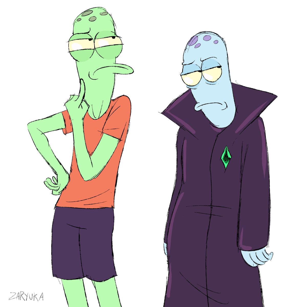 quick sketch of two forms of an invasive fungi species #solaropposites #solaroppositesfanart #tervo