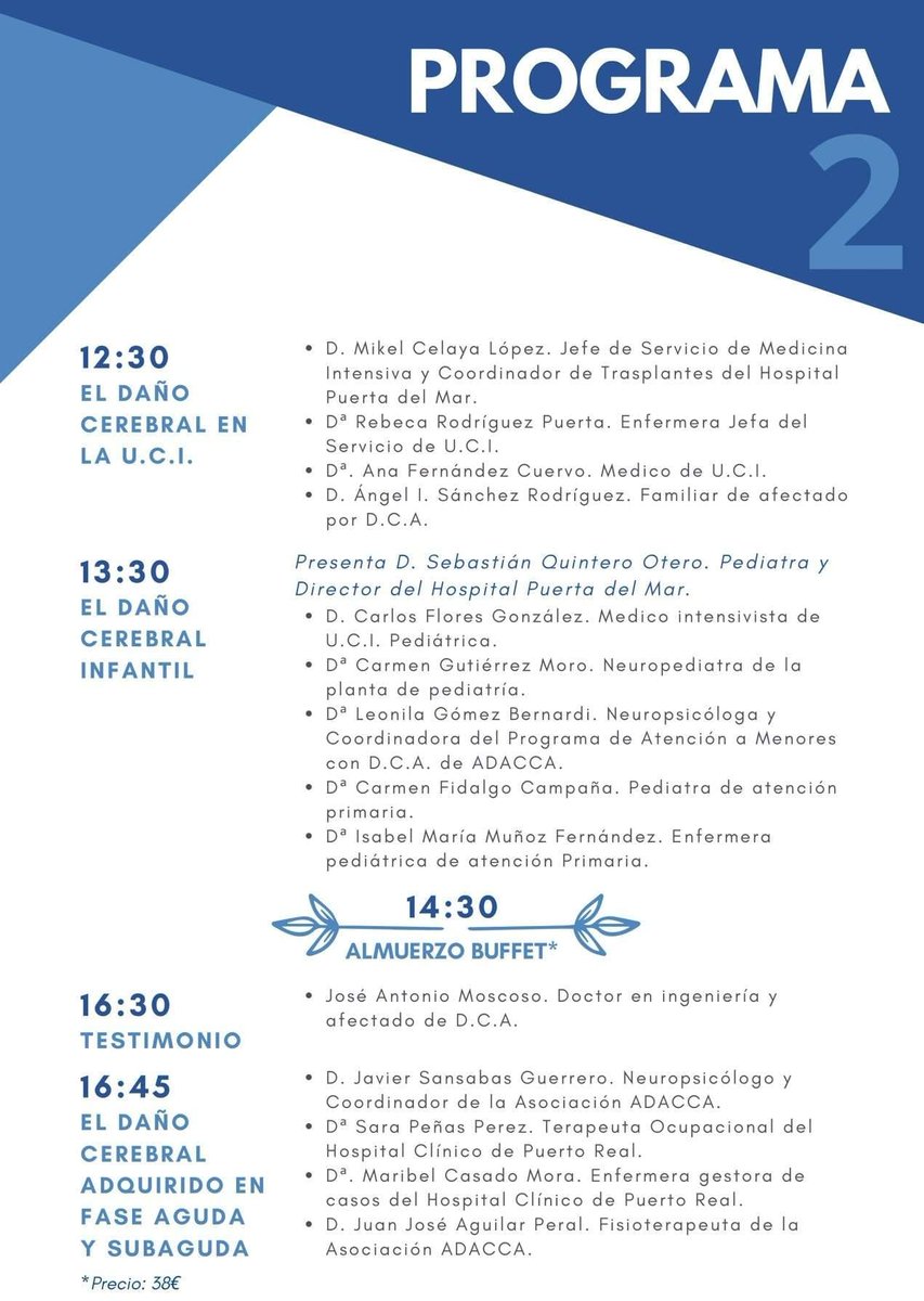Adacca1's tweet photo. I CONGRESO  ADACCA "El Daño Cerebral en la Unidad Familiar"  25 de Octubre @HotelCadizBahia tendremos  profesionales  formados en #Dca  Servicios Sociales Familias y afectados por #DañoCerebralAdquirido cierra el acto @_IreneVilla_  
Os dejamos programa
@CadizJunta 
@IgualdadAND https://t.co/Gc1OG1dgue