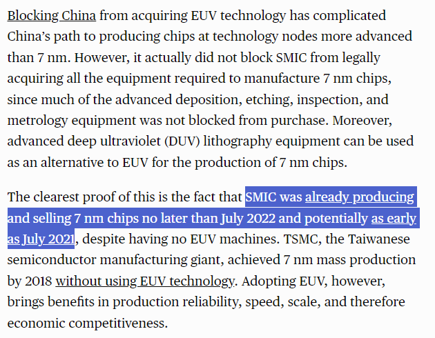 xupolitics's tweet photo. @FuDaoge @ANewman_forward Yes, the 2020 rule didn't prevent the progress. On the 2022 rule, how likely is it that tools shipped a few months ago were a key piece of how they solved the puzzle? Anyway the fresh CSIS report seems to suggest the progress had nothing much to do with the 2020/22 controls. https://t.co/ipx31dAQH5