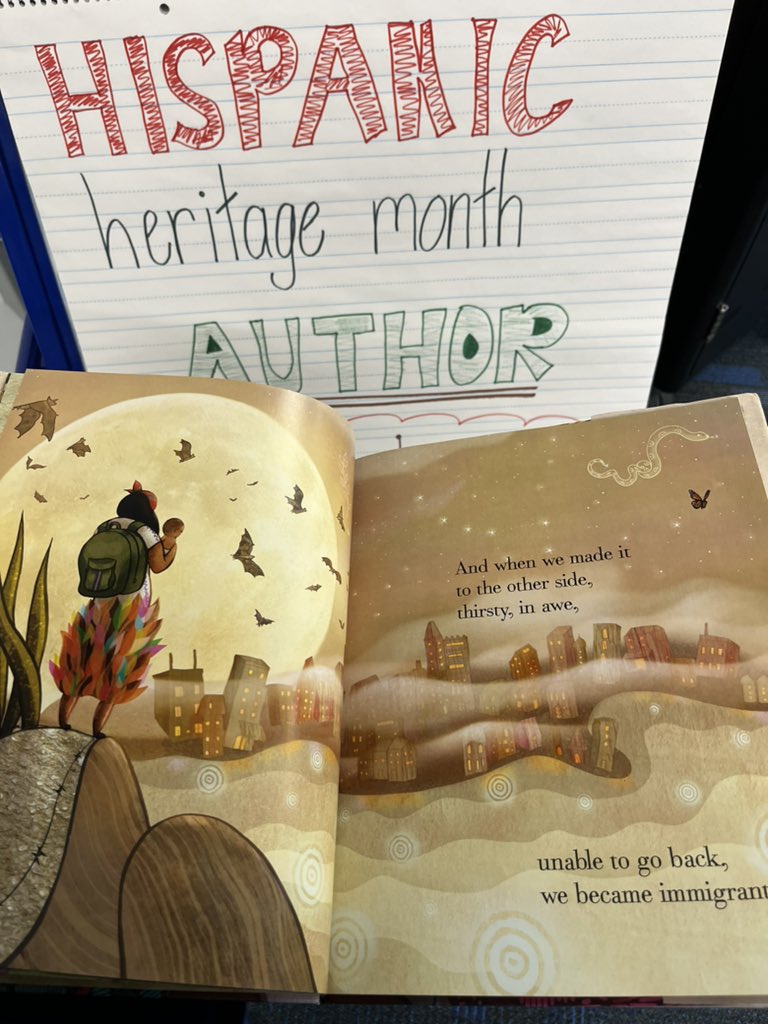 ctavares_20's tweet photo. Celebrating Spanish Heritage Month and the love of reading at KES! #PartnerRead 💙📚Grateful for our volunteers and media specialist extraordinaire @tcherlibrarian! https://t.co/eKMoHW6UIv