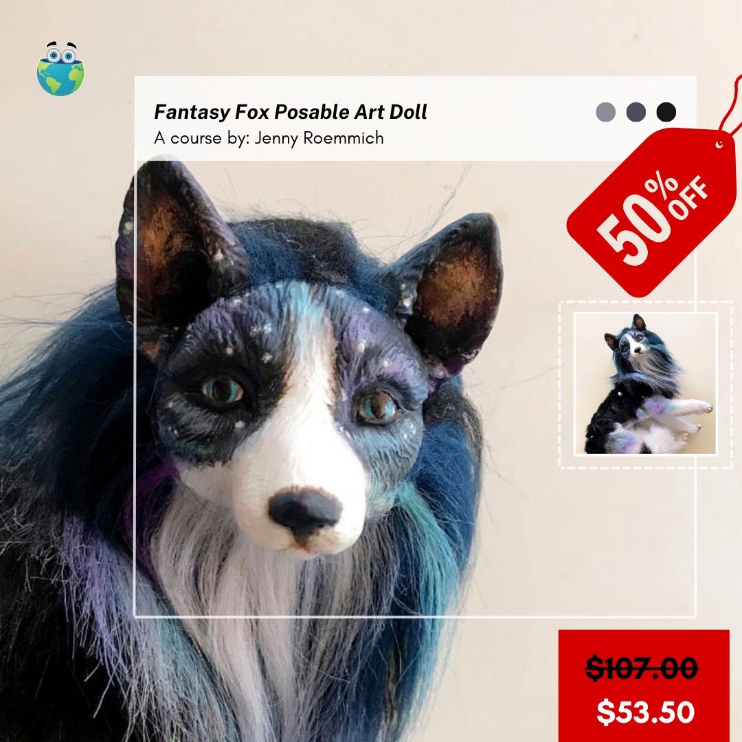 Weekend deal! 50%off. How To Make A Fantasy Fox Posable Art Doll curiousmondo.com/course/how-to-… #sculpting #fantasyanimals #fantasyart #polymerclaycreations