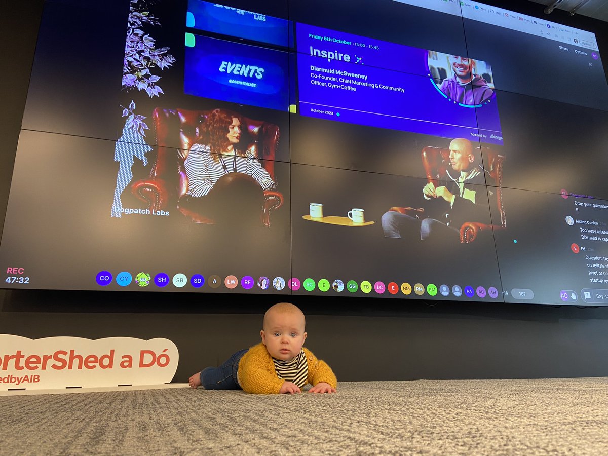 Dreaming up her first startup at the #FirstFriday watch party at <a href="/portershed/">PorterShed</a> - live from <a href="/dogpatchlabs/">Dogpatch Labs</a>. Ireland’s cutest budding CSO? Obviously.