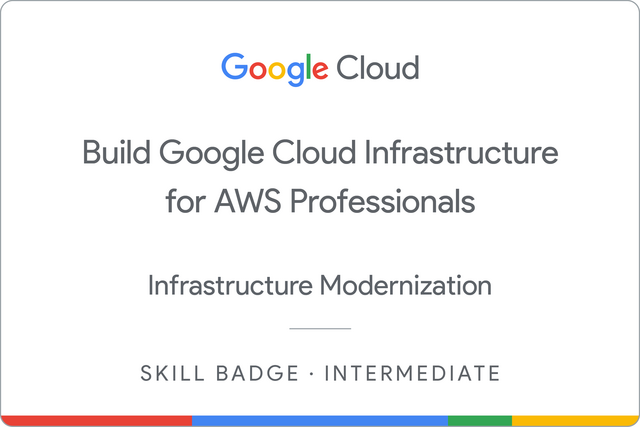 GoogleCloudTech's tweet photo. Attention AWS Professionals: Expand your #multicloud resume with the "Build Google Cloud Infrastructure for AWS Professionals" skill badge.

Earn your skills badge and start translating your knowledge to Google Cloud today → https://t.co/3bKLxf94l2 https://t.co/hjC9yJx7Lc