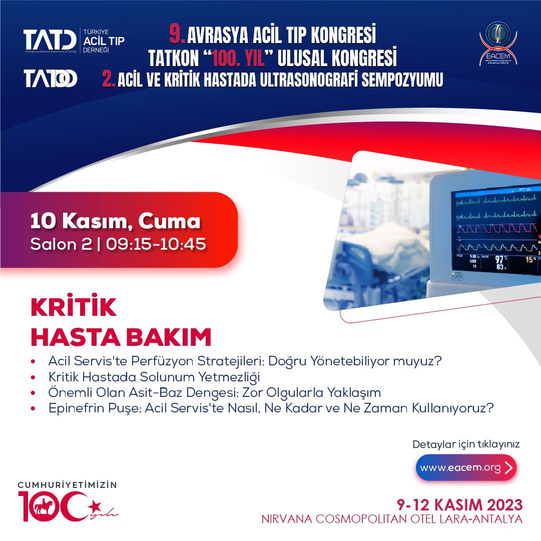 GBerikol's tweet photo. #TATKON100.YIL kongresine geliyor musunuz?🌎 🇹🇷 Karşınızda Kritik Hasta Bakım oturumu;
🫀Acil Servis’te Perfüzyon Stratejileri: Doğru Yönetebiliyor muyuz?
🩻Kritik Hastada Solunum Yetmezliği
🩸Önemli Olan Asit-Baz Dengesi: Zor Olgularla Yaklaşım
#sympocus @tatdkongre https://t.co/vmuatL1v6E
