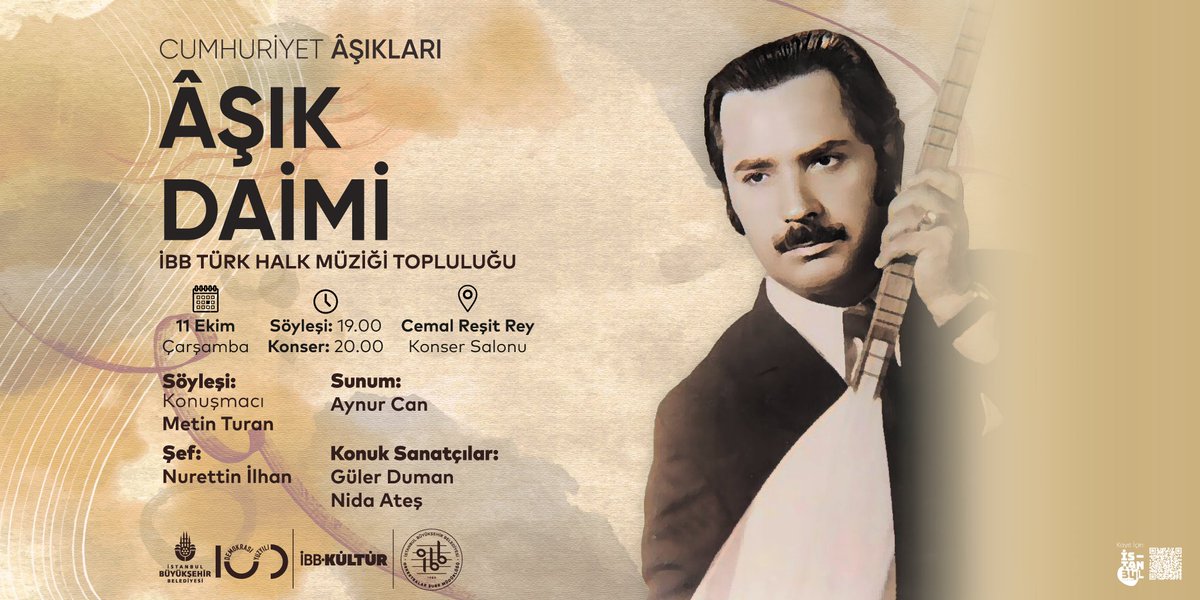 nidaates's tweet photo. 11 Ekim akşamı İstanbul CRR de büyük usta Aşık Dâimi'nin eserlerini seslendireceğiz. #crr #ibbkültürsanat #nidaates #konser https://t.co/uWZw0LNnzx