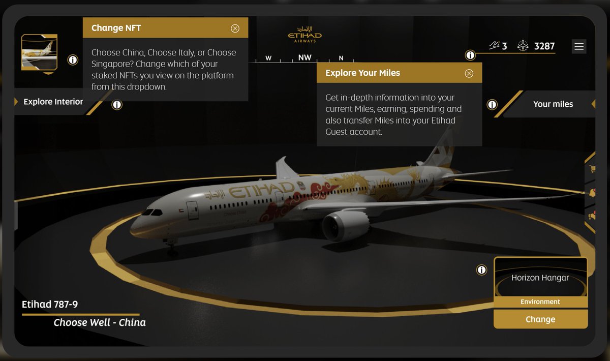 📢 It's nearly time to unveil the Etihad Horizon Club for the NFT holders! Stake your NFTs on our platform and start earning Etihad Guest Miles. Going live on October 11, 2023. ✈️
