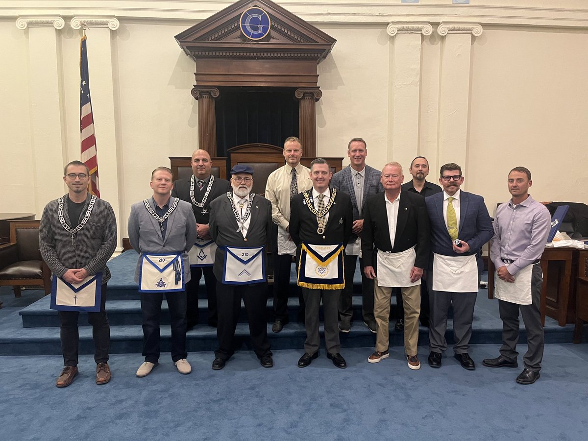 GrandLodgeNE's tweet photo. RWB John Ferguson, Deputy Grand Master, was pleased to make announcements of his appointments to the 2024 Advancing Line this week. RWB Ferguson introduced WB Eric BenSalah as Grand Senior Deacon and WB Jeff Buhrman as Grand Junior Deacon for the coming year. Congratulations! https://t.co/KhmUvNhus0