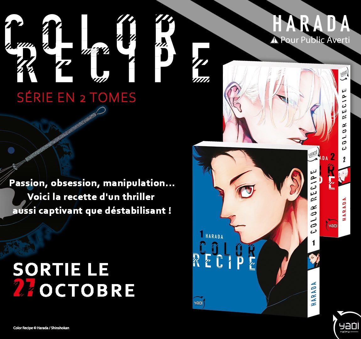 YaoiCast's tweet photo. OMG !!! C’est la news que j’attendais depuis (très) longtemps !!! 😭😭😭 6 ans après la sortie du tome 1, on va enfin avoir droit à la suite et fin de l’excellent thriller de Harada #ColorRecipe !! 🥹 https://t.co/7C4KPyQnXK