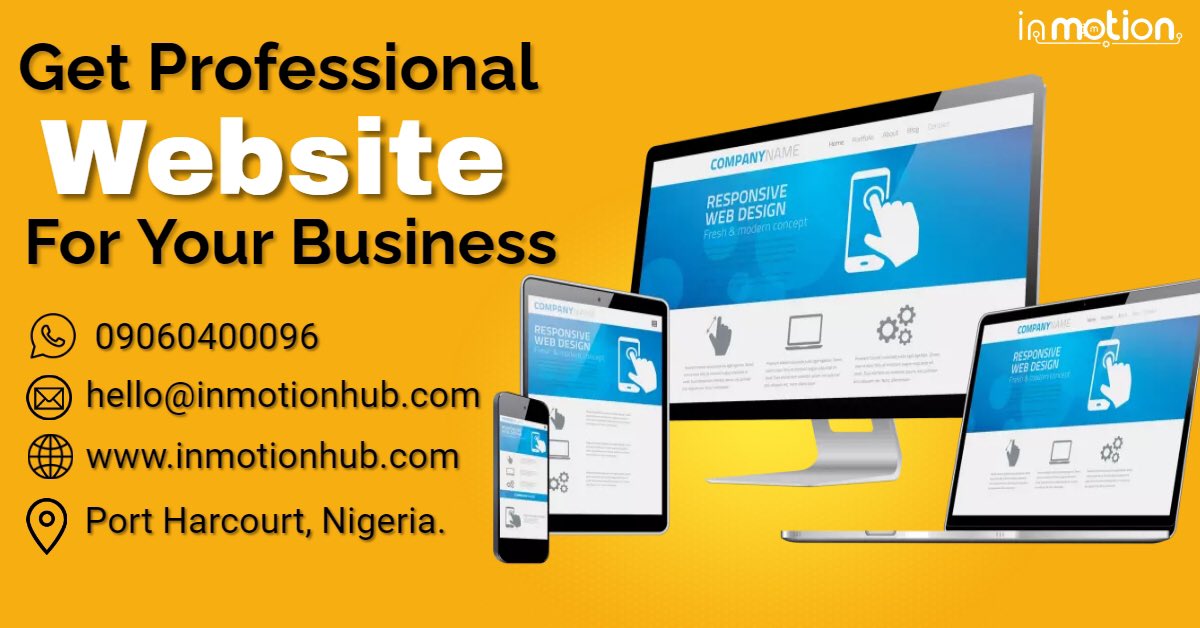 inMotionHub's tweet photo. A professional website will help you reach more clients thereby improving and boosting your business. 
We will design a business website which will boost your business sales.

Send us a DM or chat with us on 09060400096 for further enquiries.

#webdesigner #LupinNetflix https://t.co/fdjbXvW6Bg