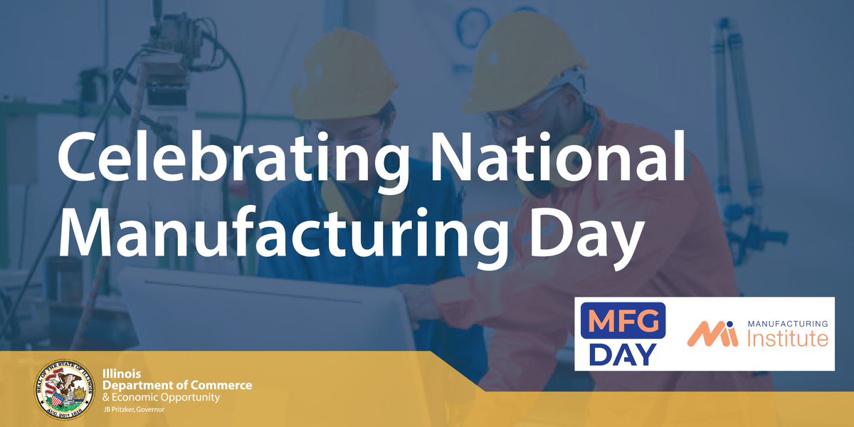 Illinois is proud to celebrate Manufacturing Day! With more than 14,000 manufacturers in IL, career opportunities in the industry are boundless. For resources for students, parents & educators visit mfgday.com #MFGDay23
