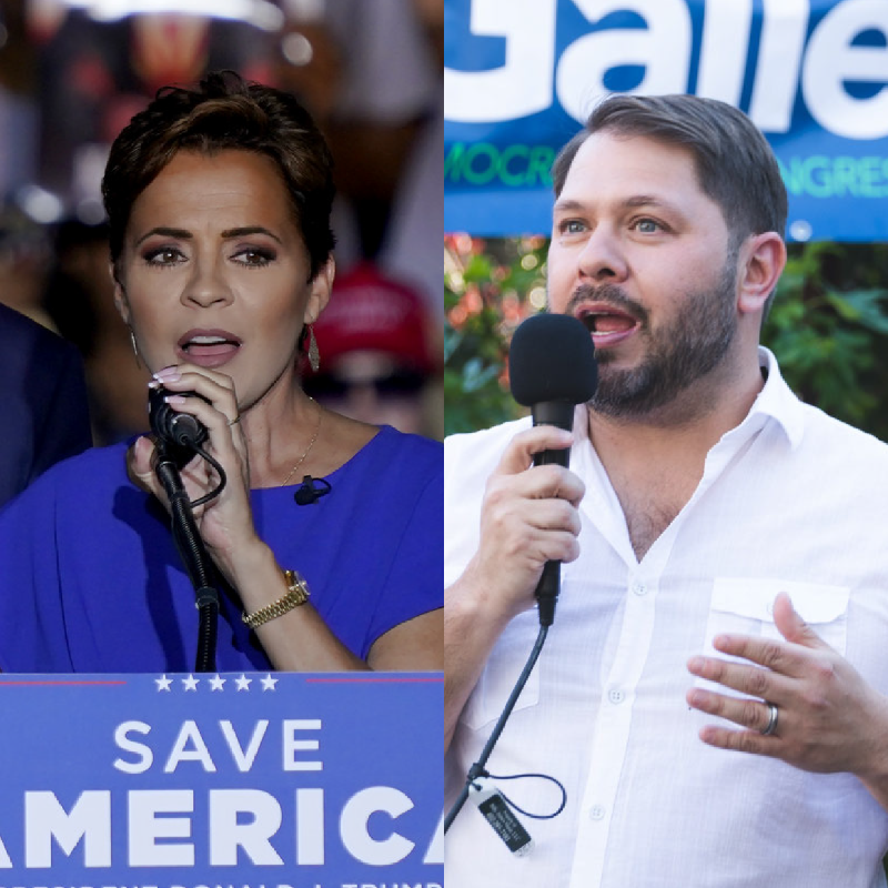 RubenGallego's tweet photo. Kari Lake just announced she is running for Senate against Ruben. The MAGA-right is going to be in a frenzy today. Kari Lake will raise a ton of money. We have to be ready to match her attacks. Because they’re coming. It doesn’t get bigger than this. Can you chip in today?