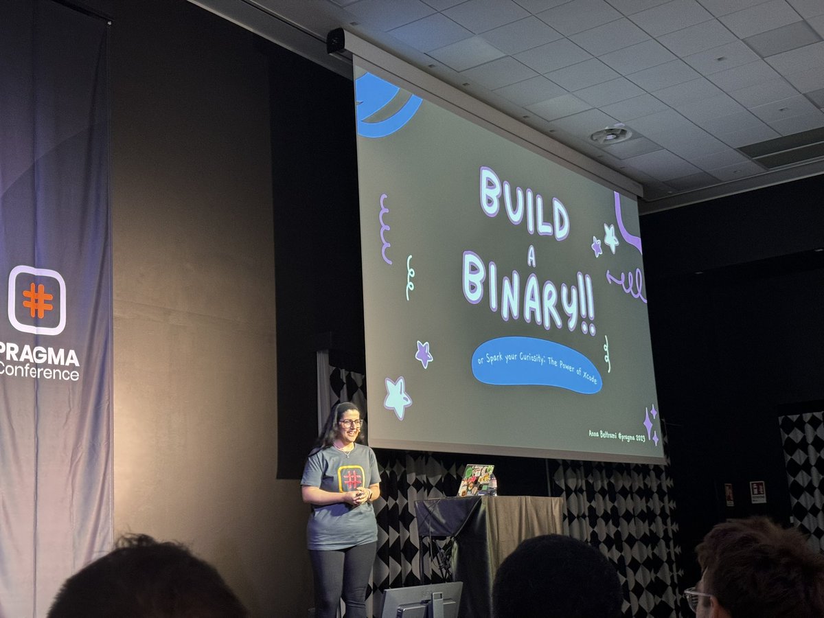 _aantonioni's tweet photo. @acbdev  presenting compilers in such a  fun and energetic way! Loved that 🩷 #PragmaConf23 https://t.co/lzIm7Ry4vy