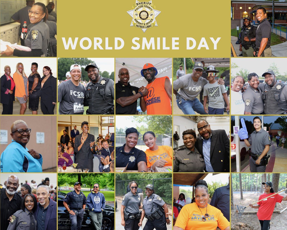World Smile Day is here, and your Fulton County Sheriff's Office is all smiles! Let's celebrate the power of positivity and the difference a smile can make in our community. Share your smiles with us today! 

#WorldSmileDay #FCSOStrong