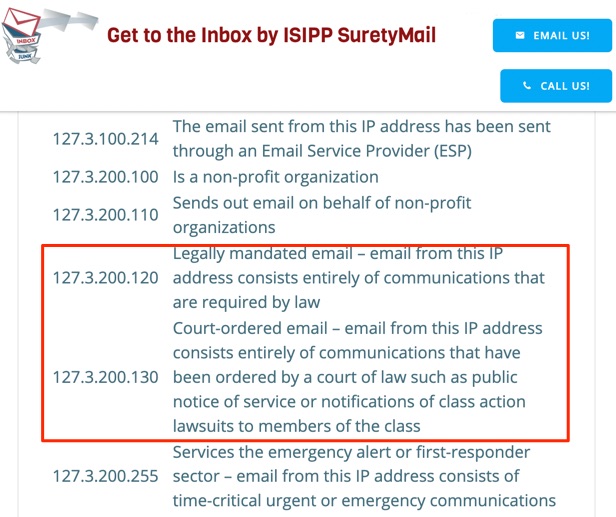 GetToTheInbox's tweet image. Do you or a client send out legally mandated emails, such as notices of class action lawsuits, notices of changes to terms, or anything else that is legally required to be emailed out? If so, then you will be interested to know that we recently added two new sender reputation…